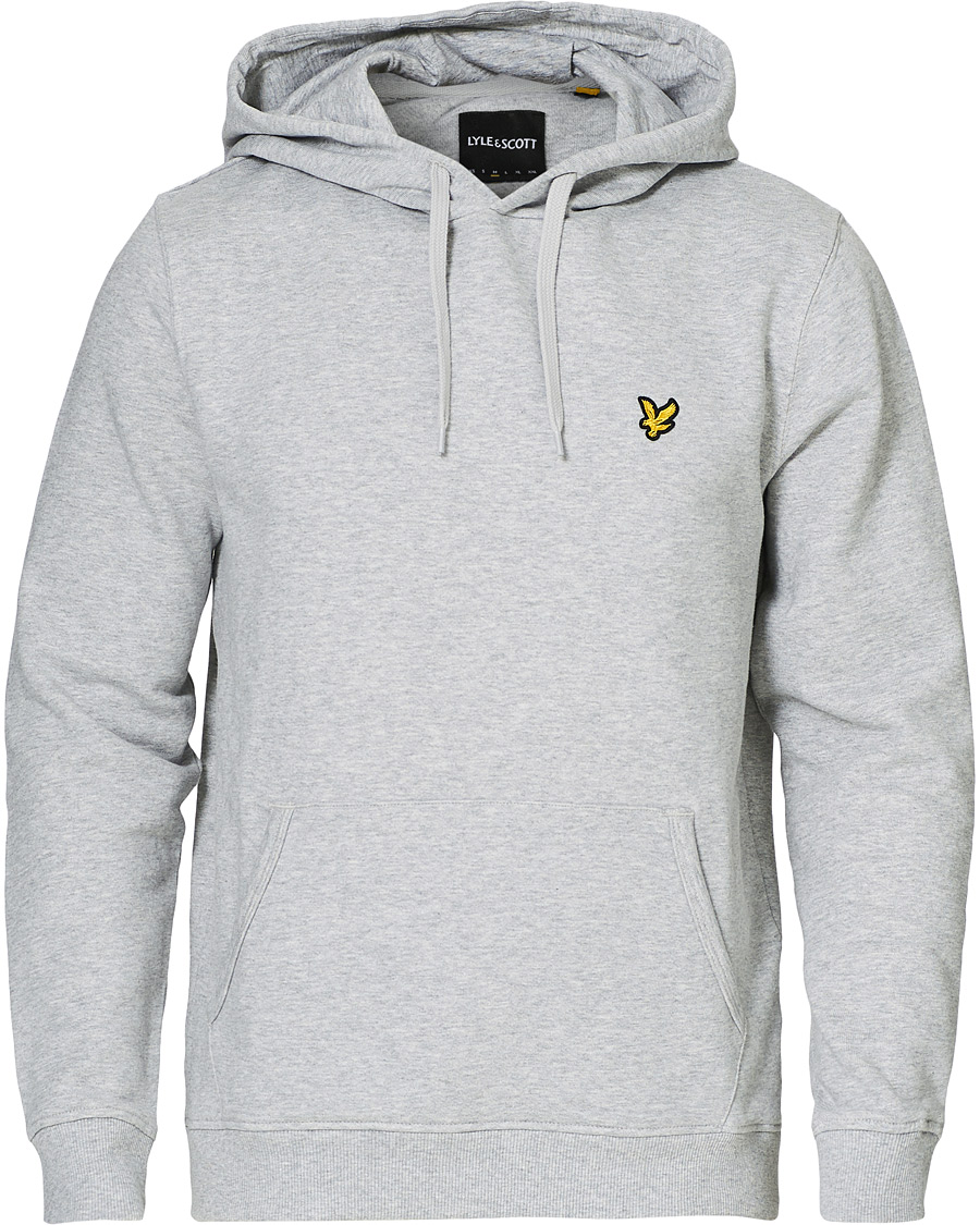 Men | Sweaters & Knitwear | Lyle & Scott | Organic Cotton Pullover Hoodie Light Grey Melange
