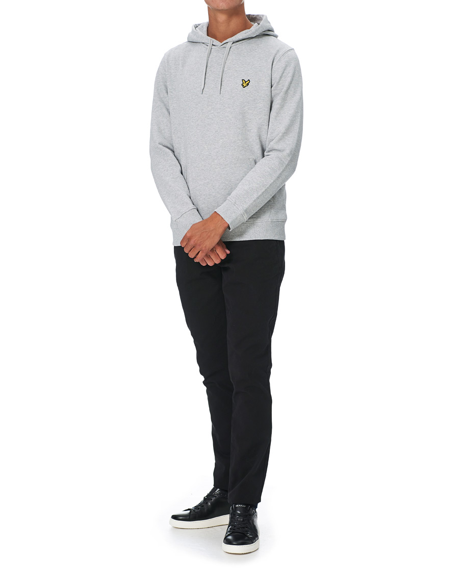 Men | Sweaters & Knitwear | Lyle & Scott | Organic Cotton Pullover Hoodie Light Grey Melange