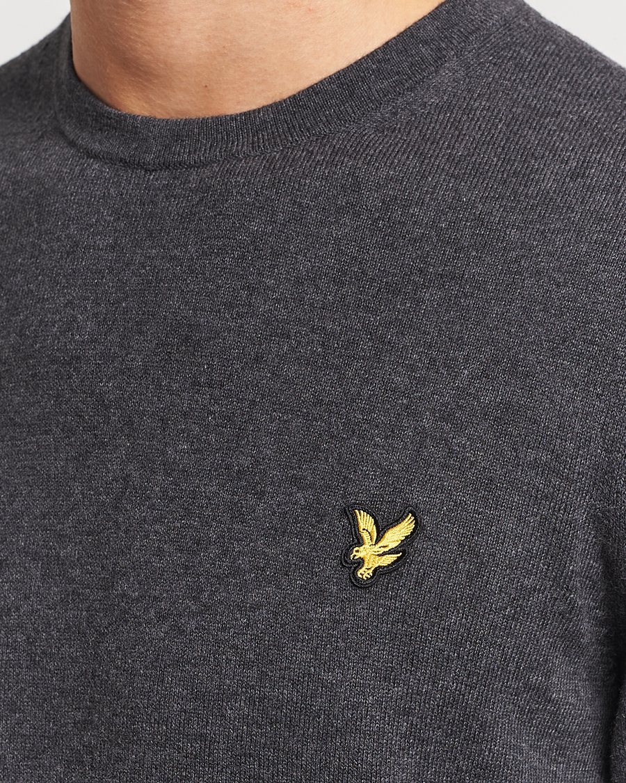 Men | Sweaters & Knitwear | Lyle & Scott | Cotton/Merino Crew Neck Jumper Charcoal Marl