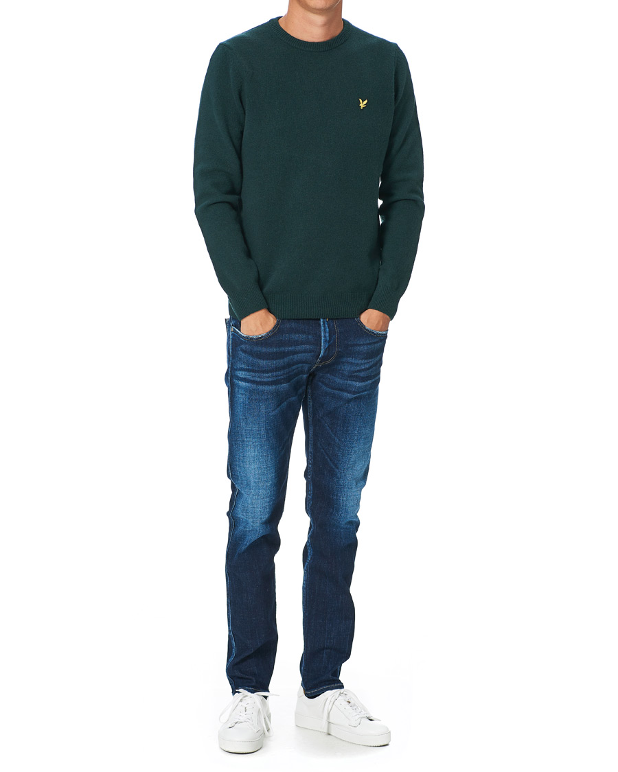 Men | Sweaters & Knitwear | Lyle & Scott | Lambswool Crew Neck Pullover Dark Green Marl