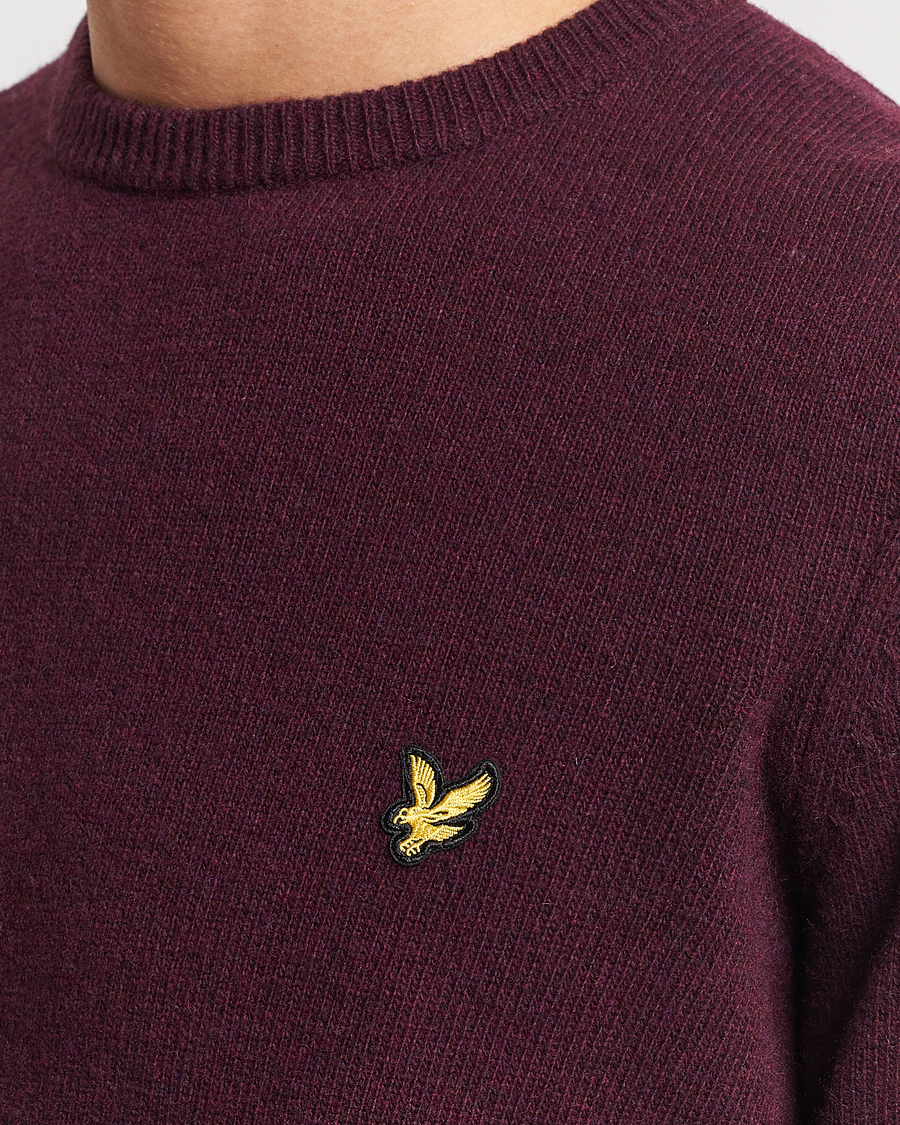 Men | Sweaters & Knitwear | Lyle & Scott | Lambswool Crew Neck Pullover Burgundy Marl