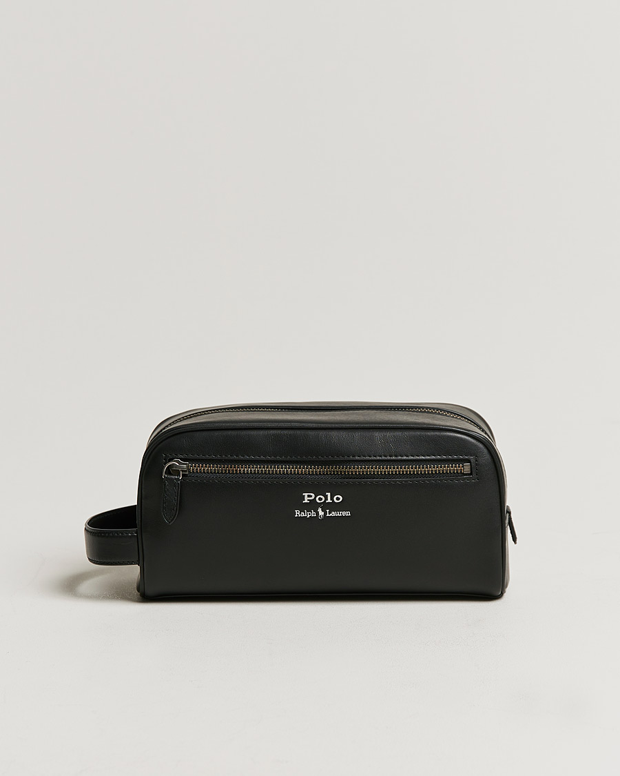 Men | Wash Bags | Polo Ralph Lauren | Leather Wash Bag Black