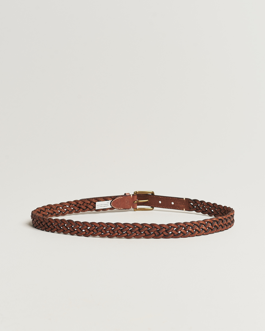 Polo Ralph Lauren Leather Braided Belt Saddle Brown at 