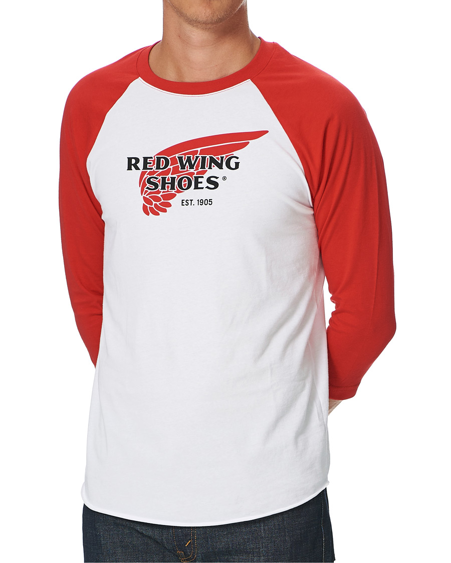 red wing heritage 3/4 raglan baseball t-shirt white red
