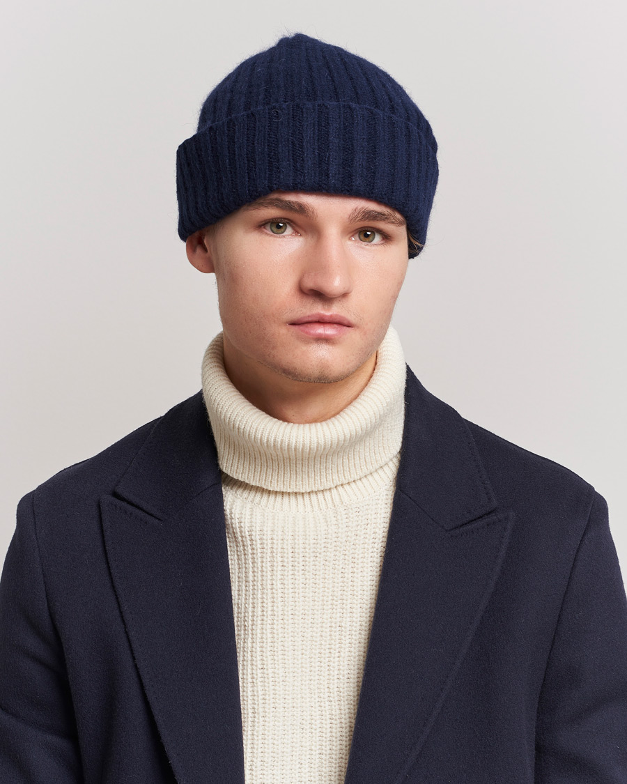 Men | Warming accessories | Le Bonnet | Lambswool/Caregora Beanie Midnight
