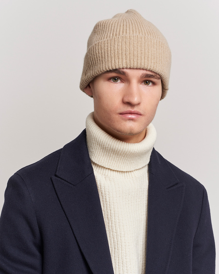 Men | Warming accessories | Le Bonnet | Lambswool/Caregora Beanie Sand