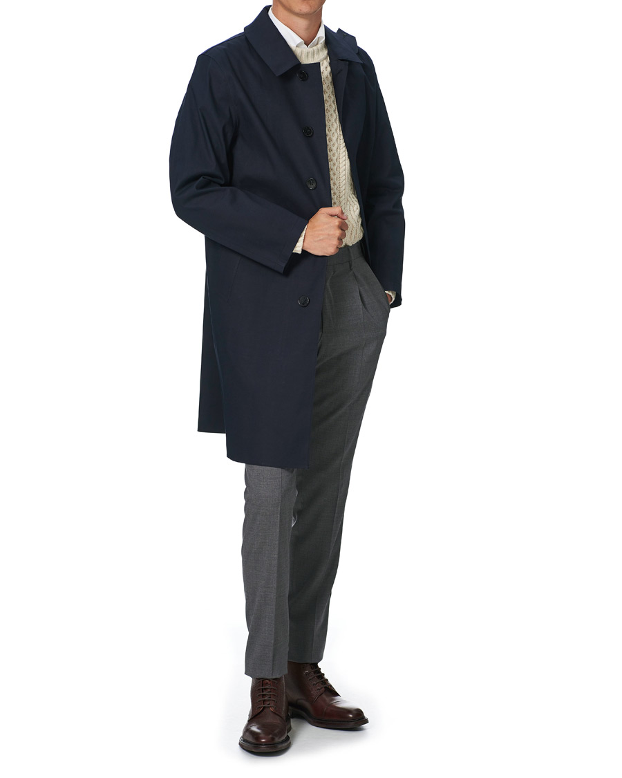 Men | Coats & Jackets | Mackintosh | Oxford Bonded Cotton Coat Navy