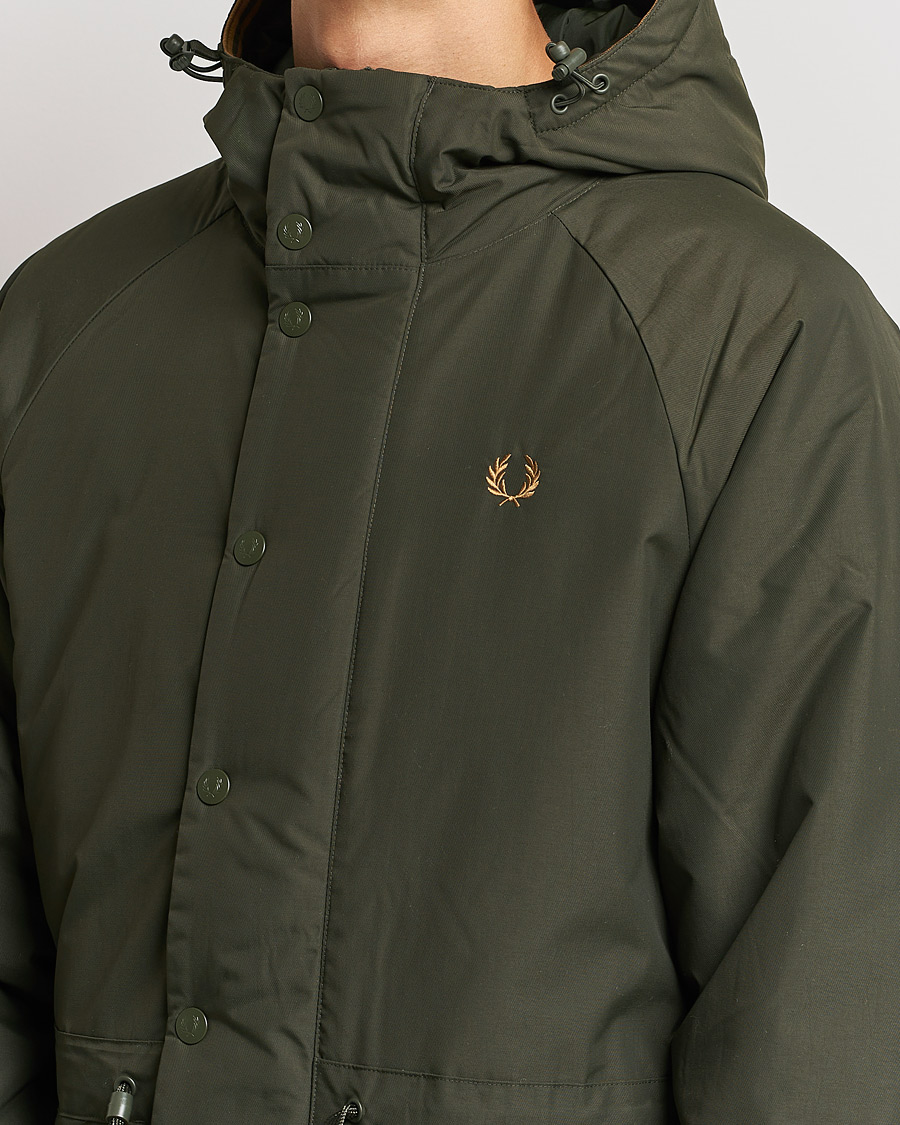 Men | Coats & Jackets | Fred Perry | Padded Zip Through Parka Hunting Green