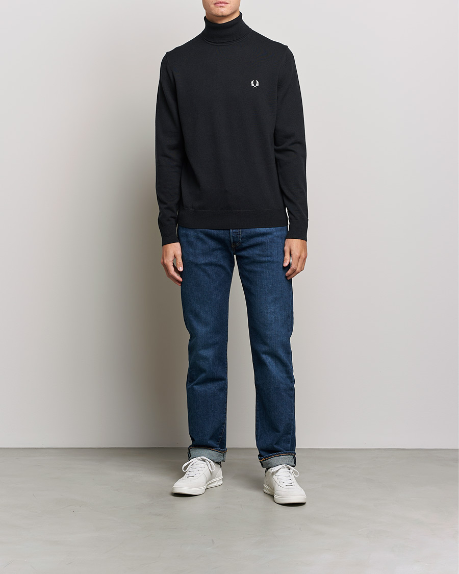 Men | Sweaters & Knitwear | Fred Perry | Roll Neck Jumper Black