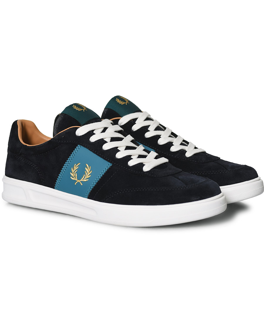 Men | Fred Perry Suede Panel Sneakers Navy | Fred Perry | Suede Panel Sneakers Navy