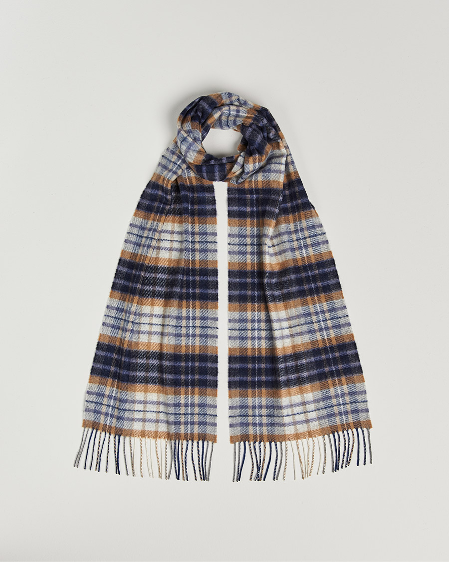 Men | Johnstons of Elgin Cashmere Scarf Navy/Brown | Johnstons of Elgin | Cashmere Scarf Navy/Brown