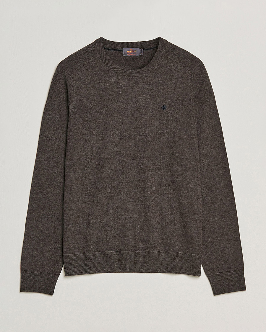Men | Sweaters & Knitwear | Morris | Merino O-neck Brown Melange