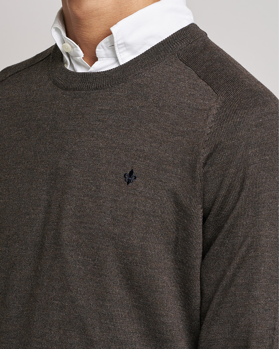 Men | Sweaters & Knitwear | Morris | Merino O-neck Brown Melange