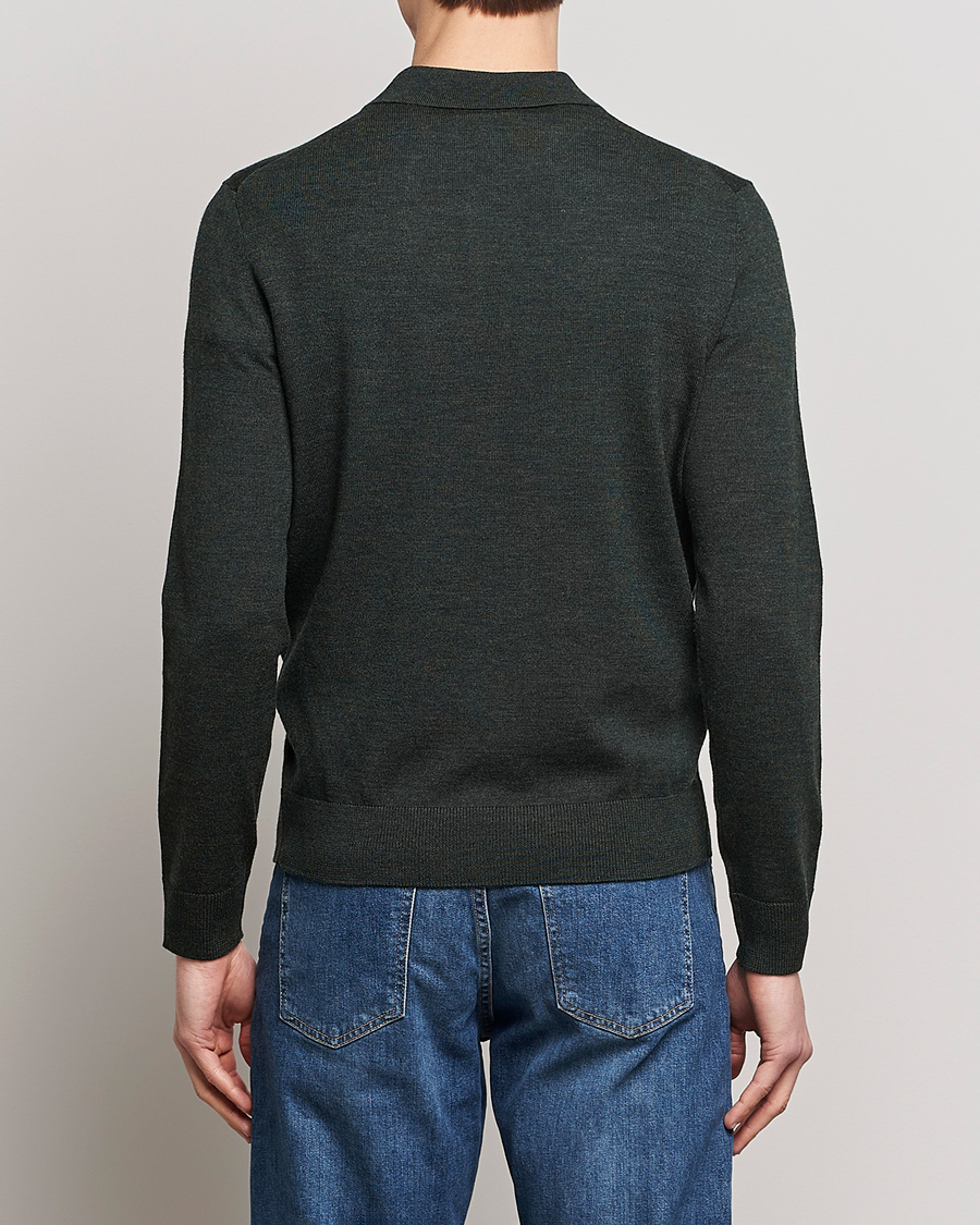 Men | Sweaters & Knitwear | Morris | Merino Polo Knit Dark Green