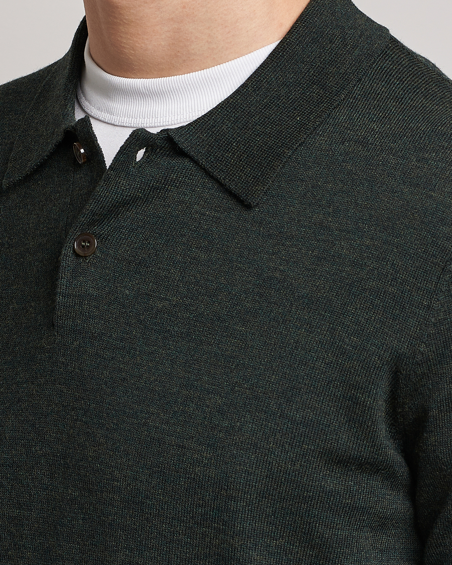 Men | Sweaters & Knitwear | Morris | Merino Polo Knit Dark Green