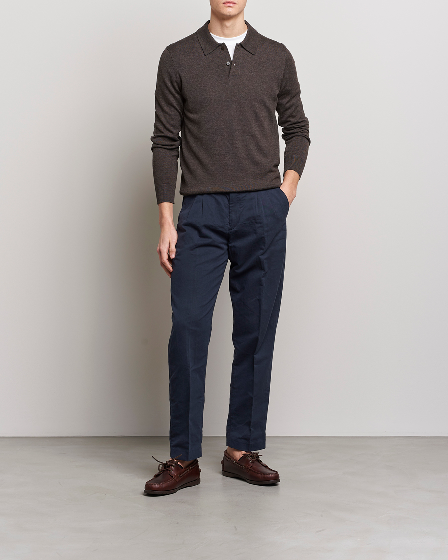 Men | Sweaters & Knitwear | Morris | Merino Polo Knit Brown