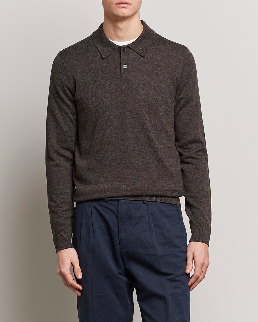 Men | Sweaters & Knitwear | Morris | Merino Polo Knit Brown