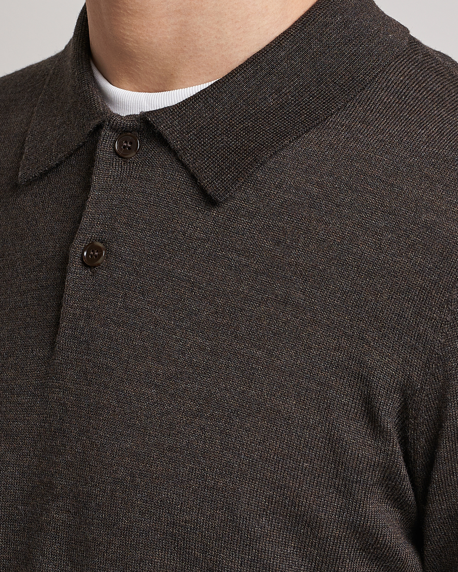 Men | Sweaters & Knitwear | Morris | Merino Polo Knit Brown