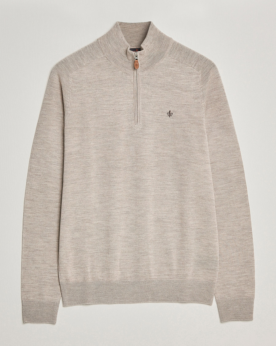 Men | Sweaters & Knitwear | Morris | John Merino Half Zip Khaki