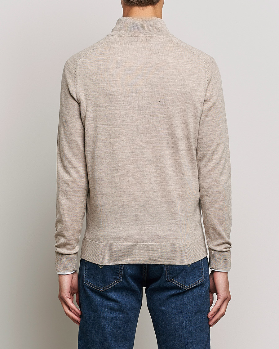 Men | Sweaters & Knitwear | Morris | John Merino Half Zip Khaki