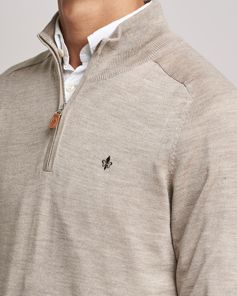 Men | Sweaters & Knitwear | Morris | John Merino Half Zip Khaki