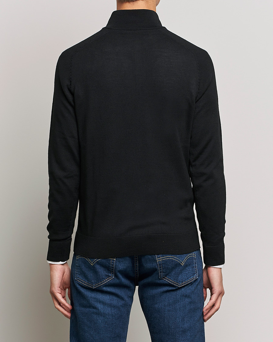 Men | Sweaters & Knitwear | Morris | John Merino Half Zip Black