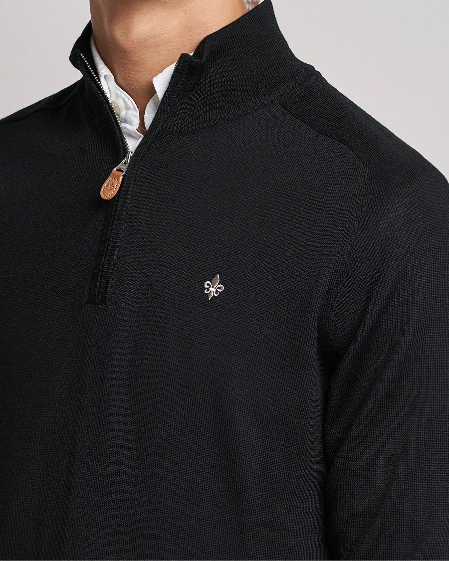 Men | Sweaters & Knitwear | Morris | John Merino Half Zip Black