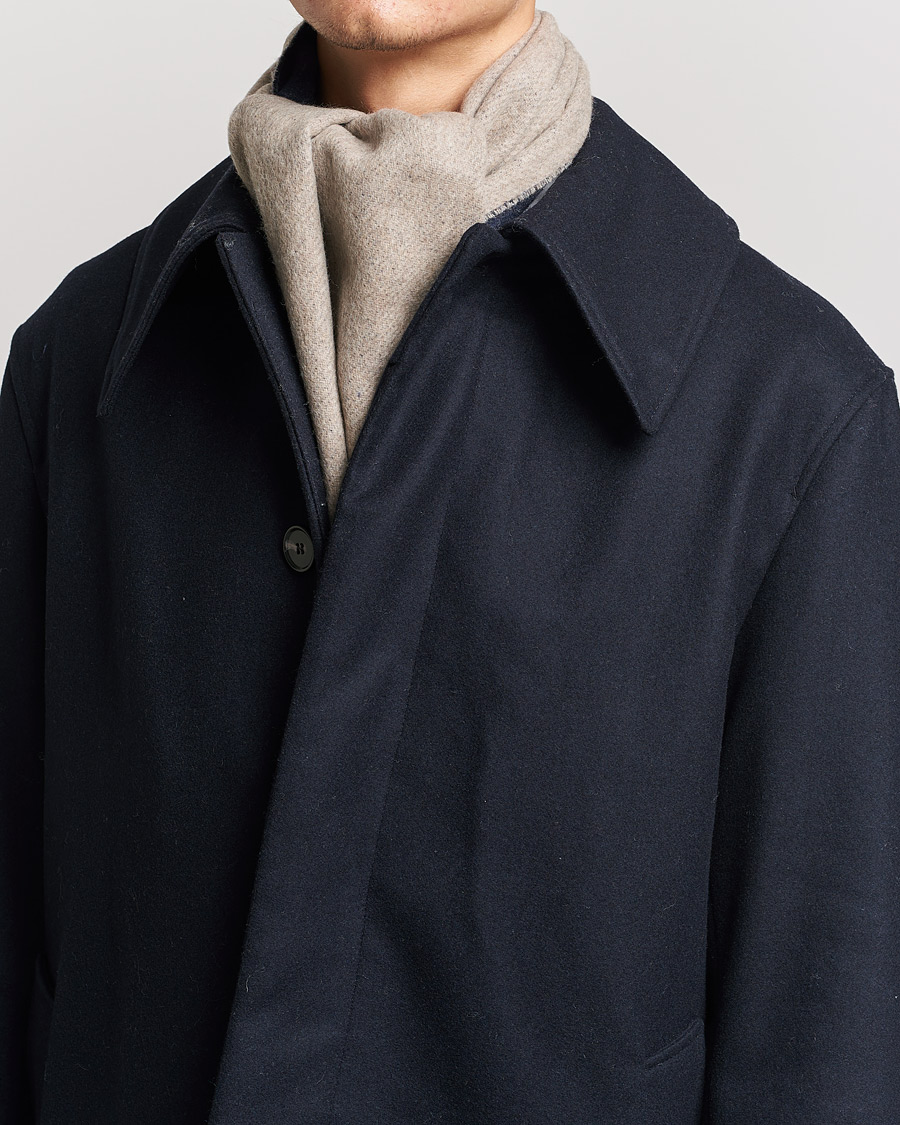 Men | Morris Double Face Wool Scarf Navy/Beige | Morris | Double Face Wool Scarf Navy/Beige