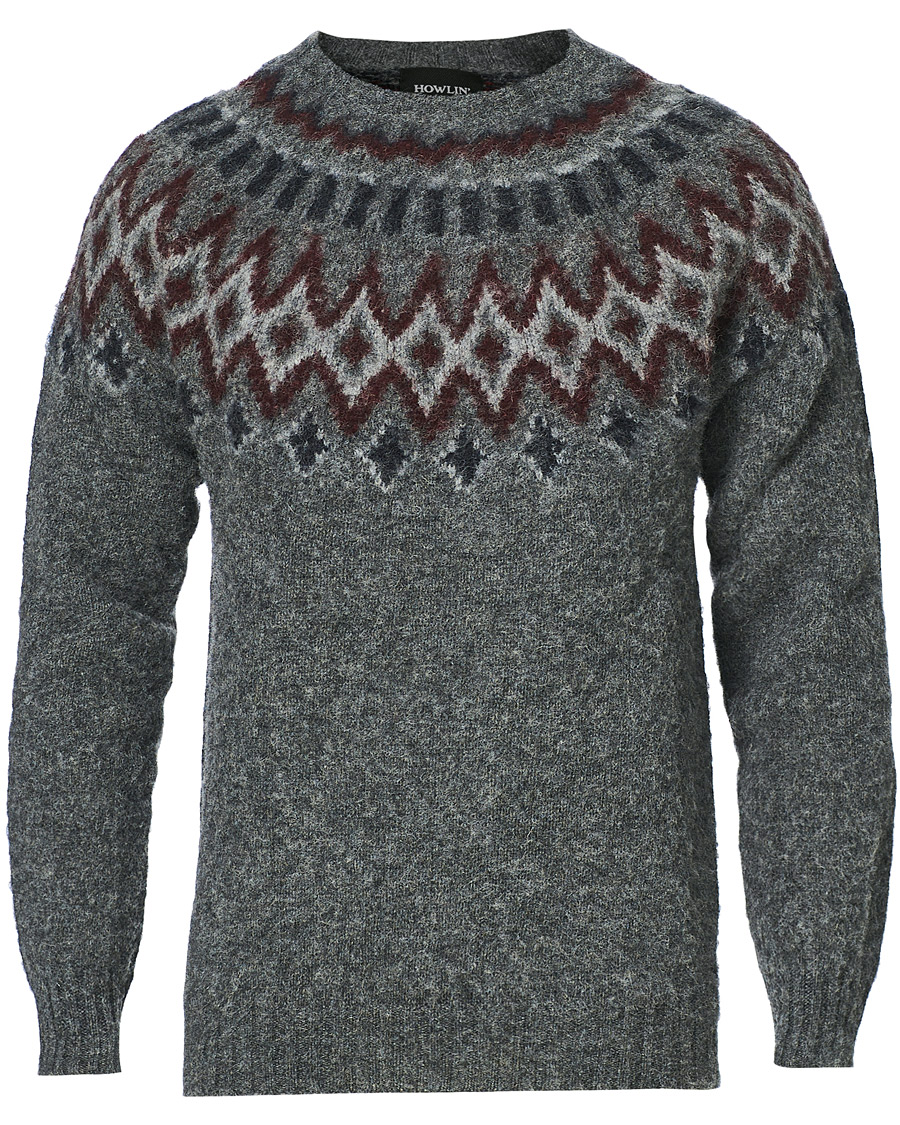 Men |  | Howlin' | Brushed Wool Fair Isle Crew Sweater Oxford