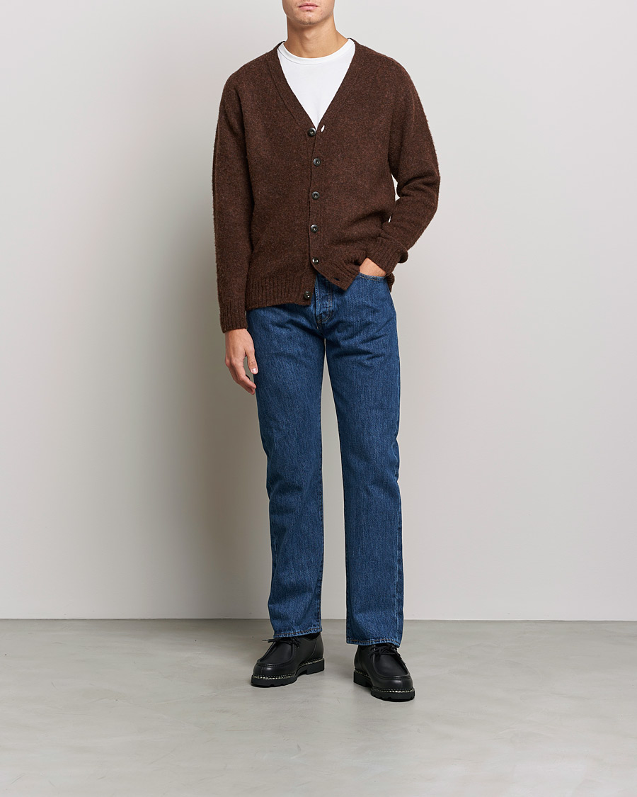 Men | Sweaters & Knitwear | Howlin' | Brushed Wool Cardigan Brownish