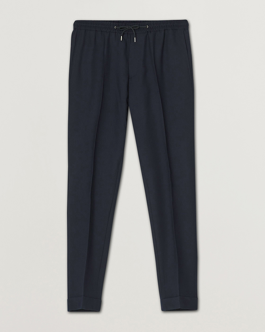 Men | Trousers | Paul Smith | Drawstring Elastic Wool Pant Navy