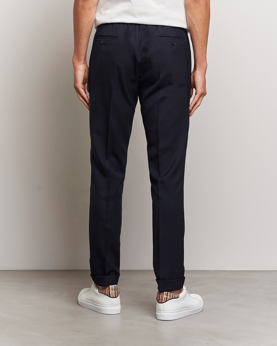 Men | Trousers | Paul Smith | Drawstring Elastic Wool Pant Navy