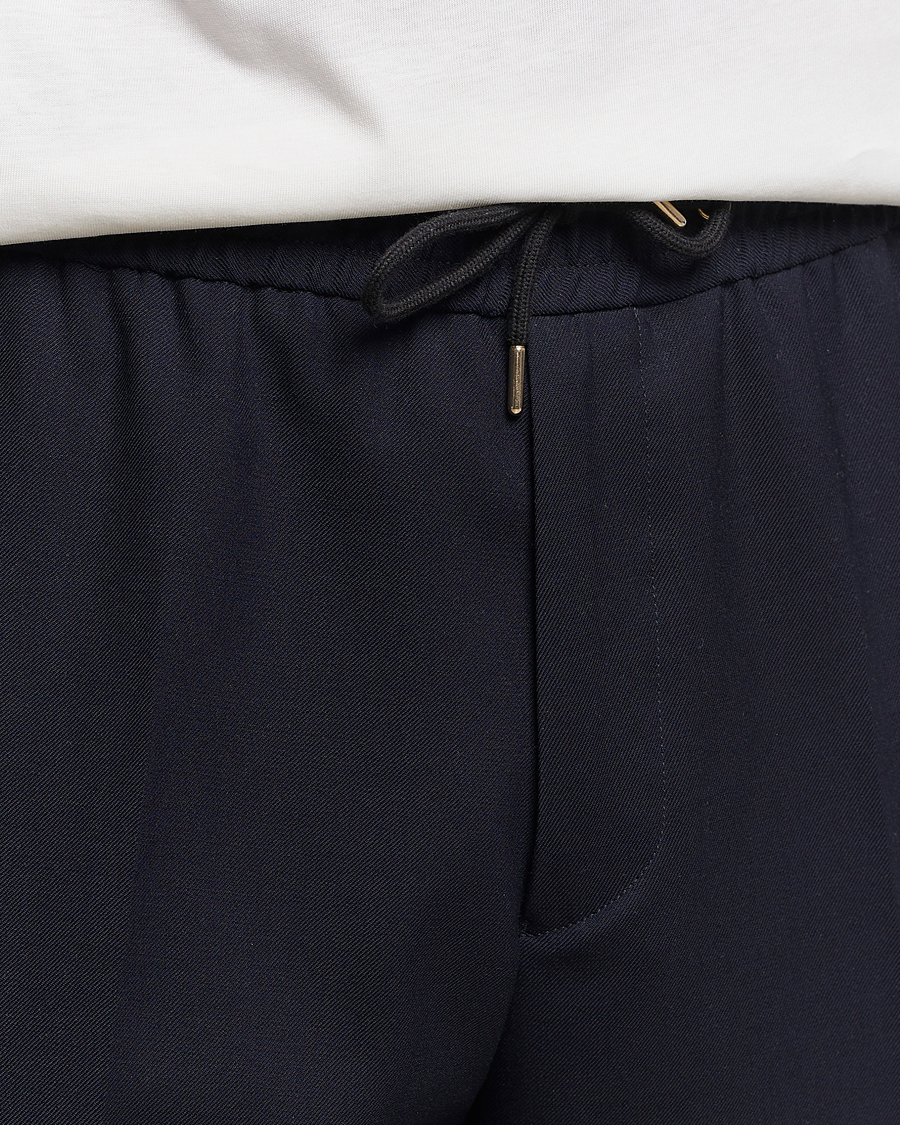 Men | Trousers | Paul Smith | Drawstring Elastic Wool Pant Navy