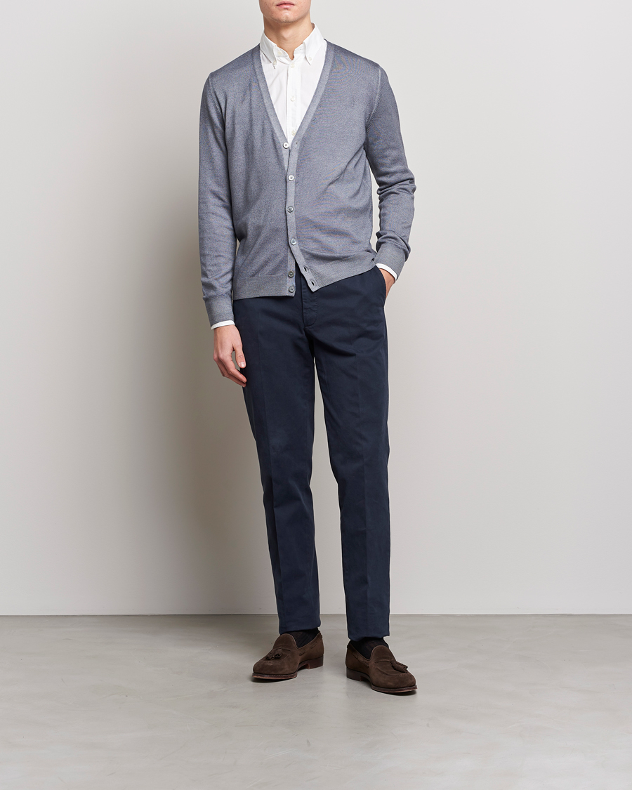 Men | Italian Department | Gran Sasso | Vintage Merino Fashion Fit Cardigan Light Grey