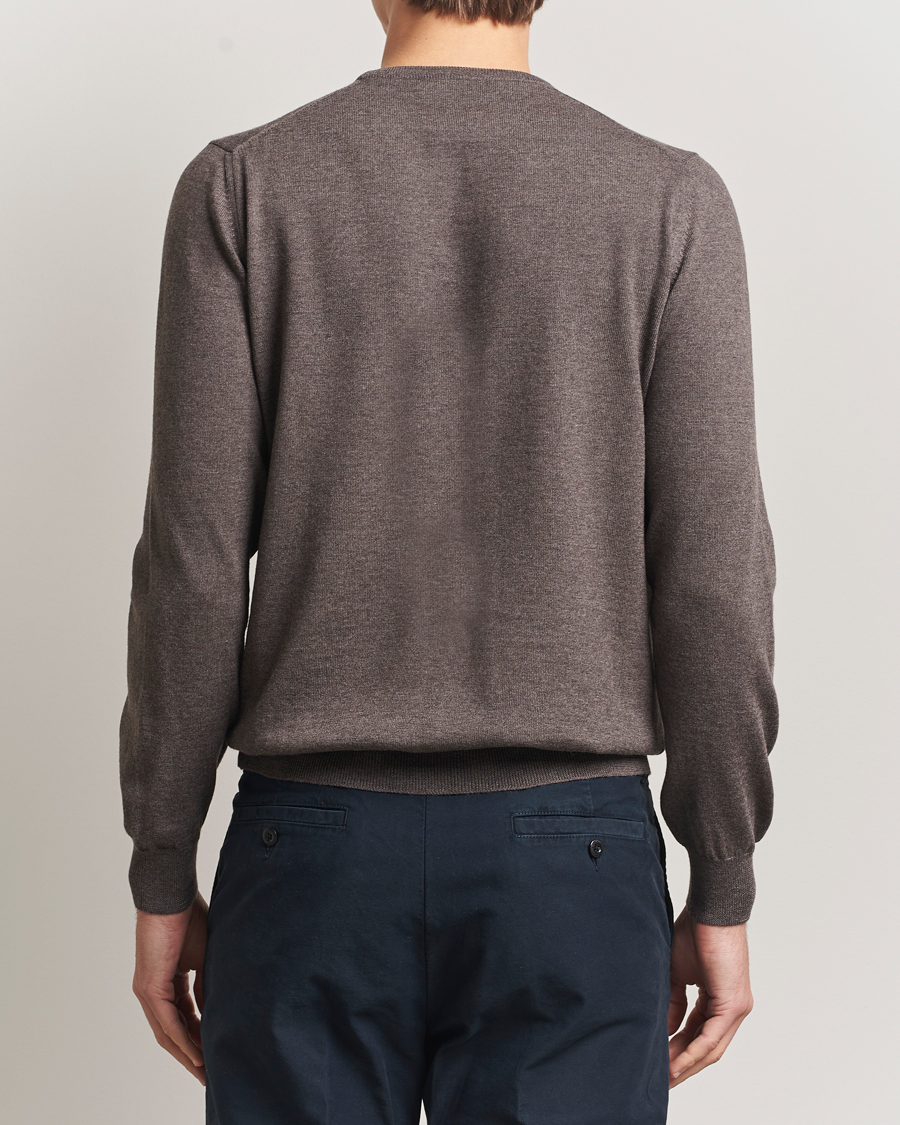 Men | Sweaters & Knitwear | Gran Sasso | Merino Fashion Fit Crew Neck Pullover Brown Melange
