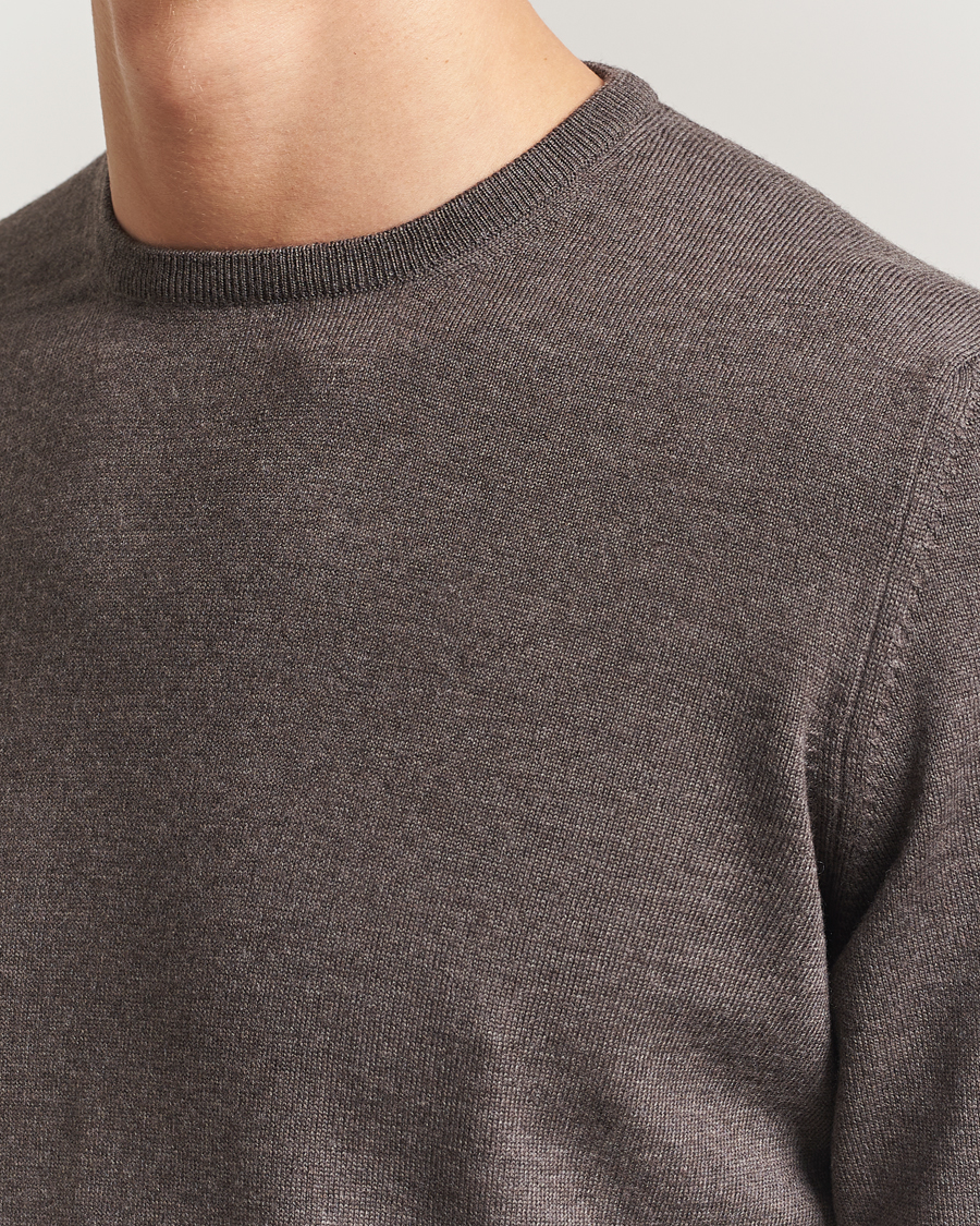 Men | Sweaters & Knitwear | Gran Sasso | Merino Fashion Fit Crew Neck Pullover Brown Melange