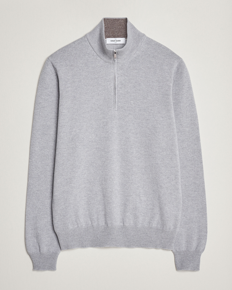 Men | Sweaters & Knitwear | Gran Sasso | Wool/Cashmere Half Zip Light Grey