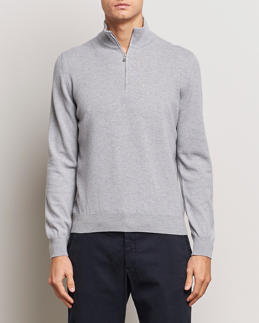 Men |  | Gran Sasso | Wool/Cashmere Half Zip Light Grey
