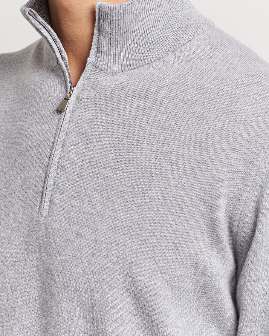 Men | Sweaters & Knitwear | Gran Sasso | Wool/Cashmere Half Zip Light Grey