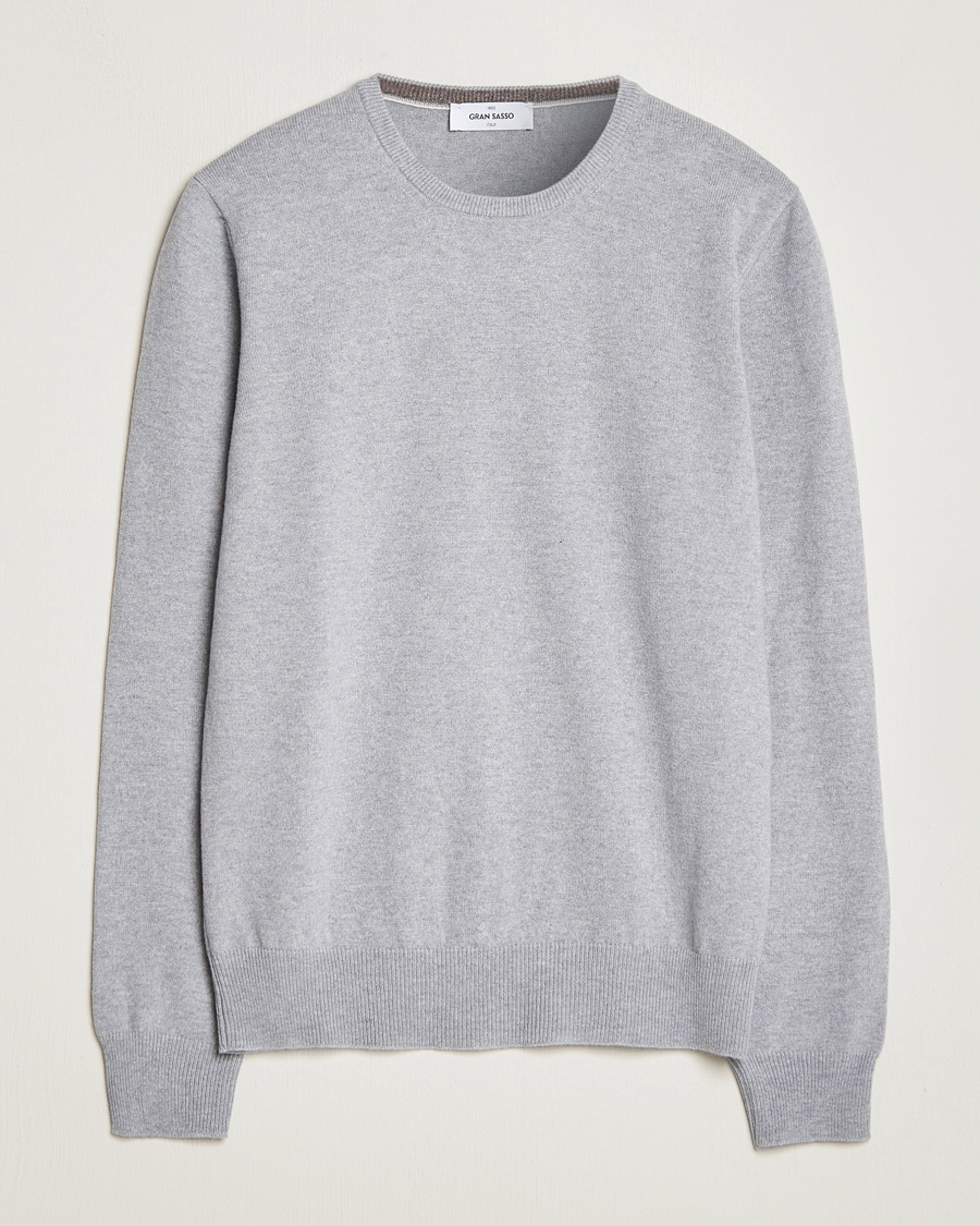 Men | Sweaters & Knitwear | Gran Sasso | Wool/Cashmere Crew Neck Light Grey