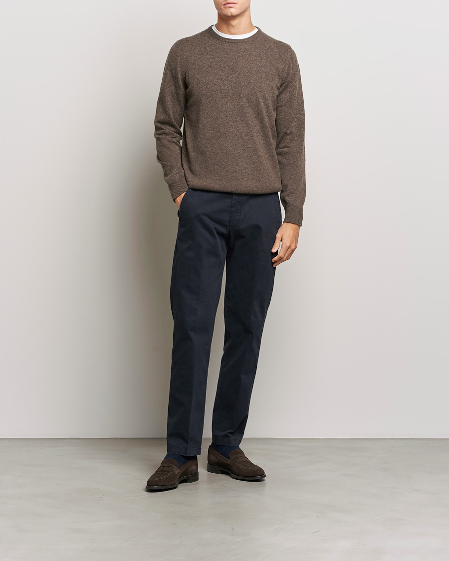 Men | Sweaters & Knitwear | Gran Sasso | Wool/Cashmere Crew Neck Brown Melange