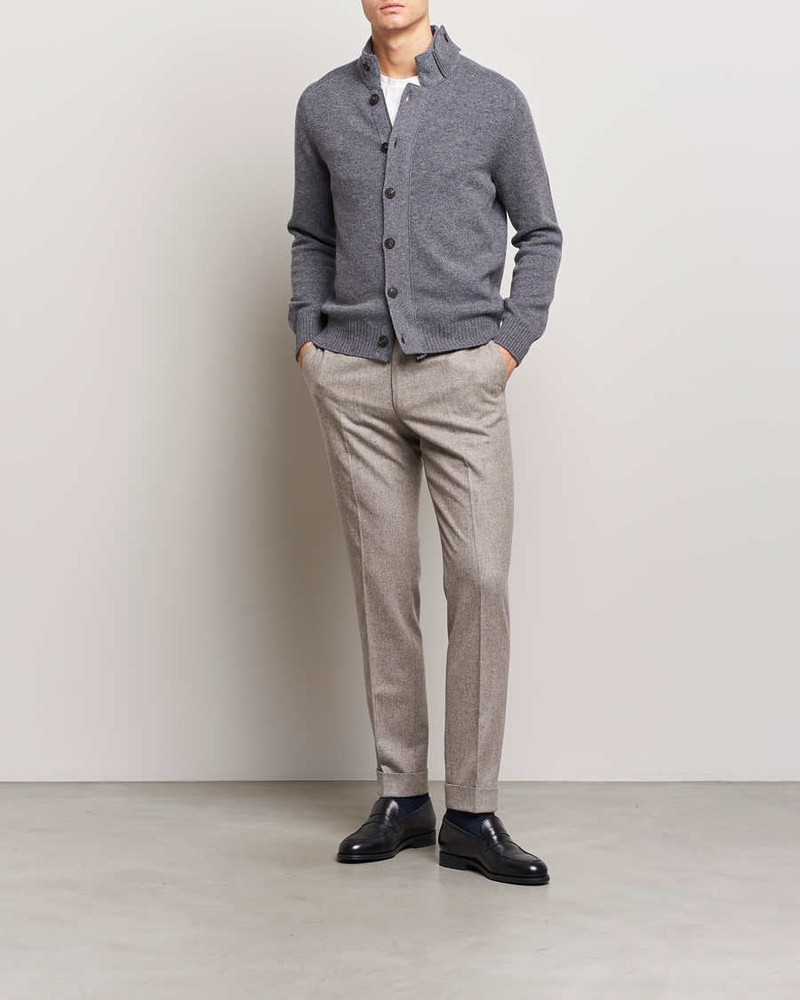 Superfine Lambswool Cardigan Grey Melange