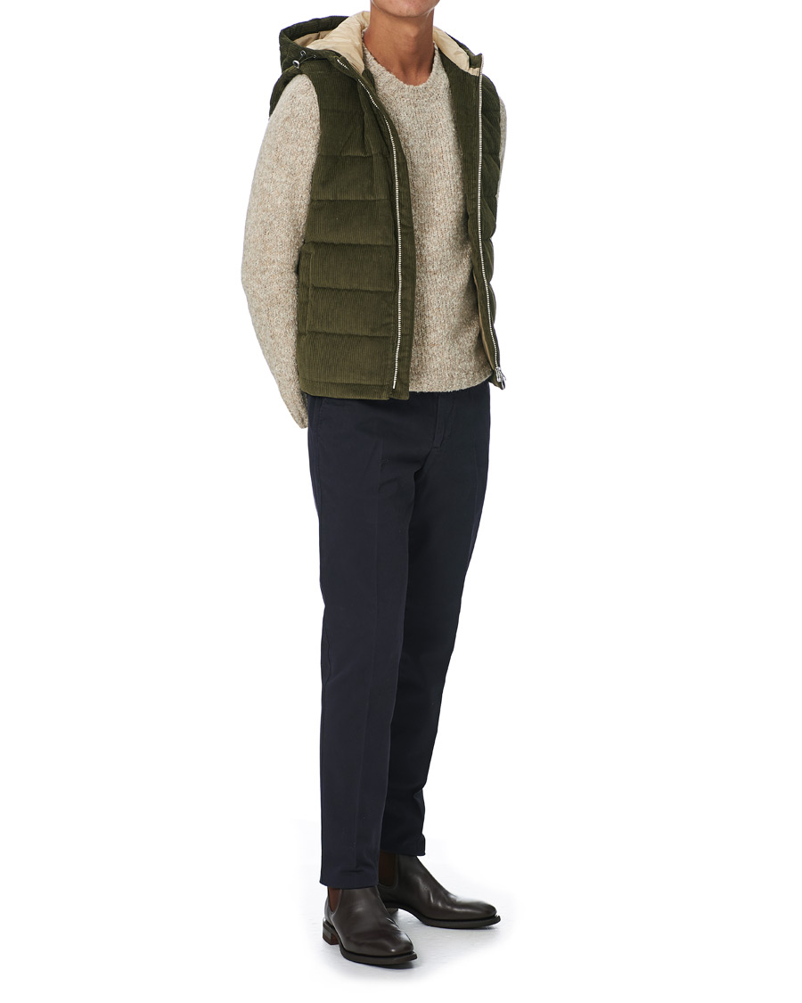 Men | Coats & Jackets | Stenströms | Padded Corduroy Hood Vest Olive