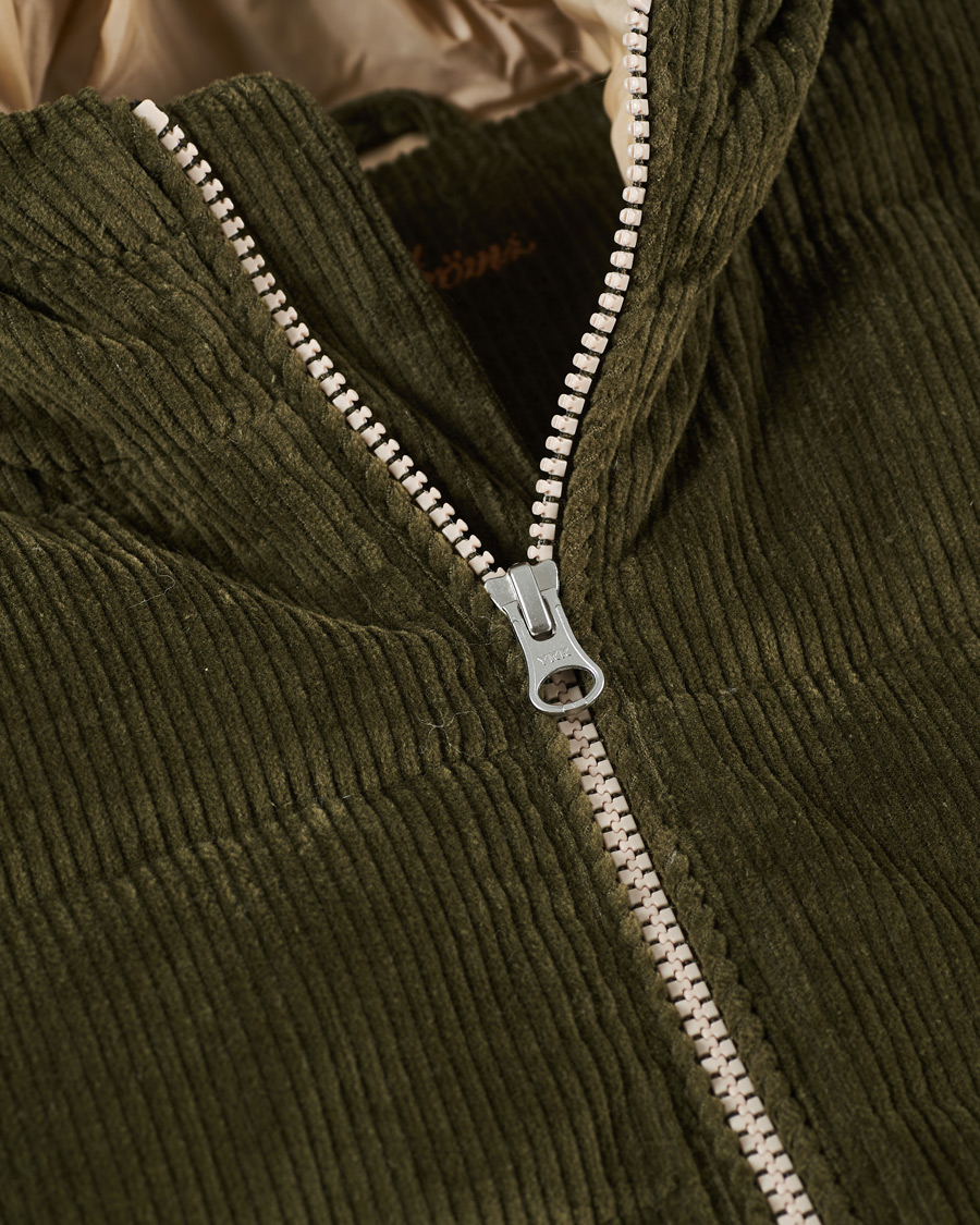 Men | Coats & Jackets | Stenströms | Padded Corduroy Hood Vest Olive