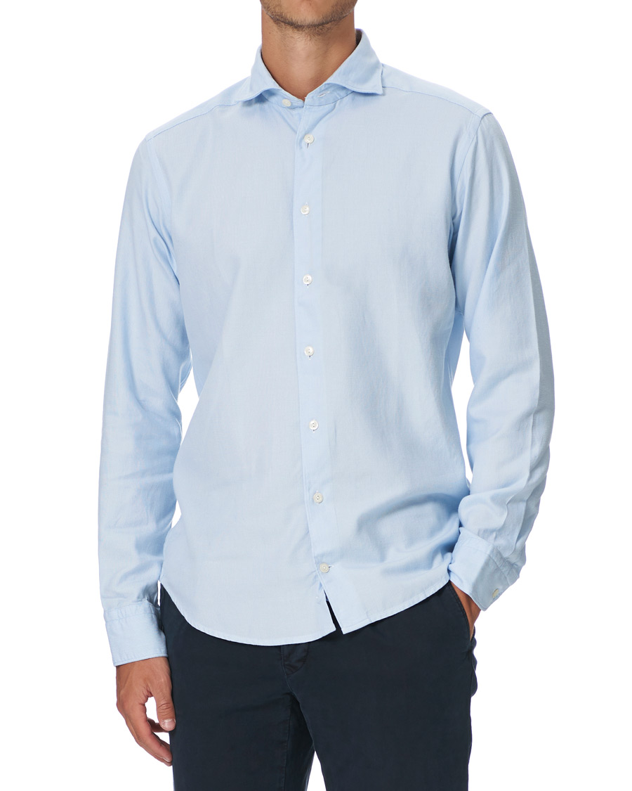 Men | Shirts | Eton | Slim Fit Micro Structured Flannel Shirt Blue