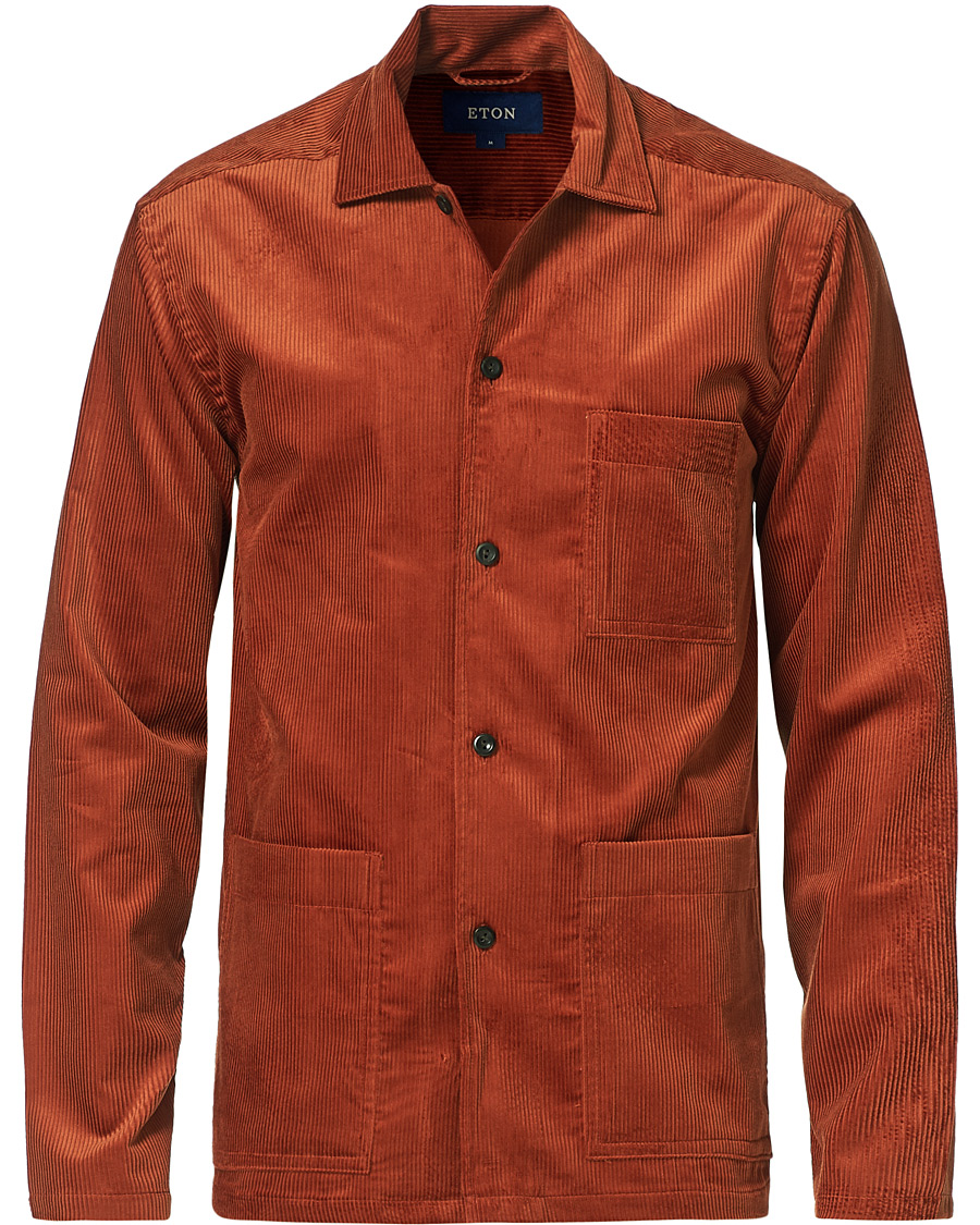 Men | Shirts | Eton | Cotton Corduroy Overshirt Orange