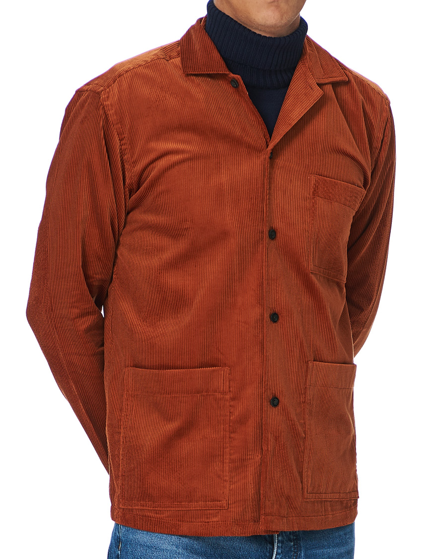 Men | Shirts | Eton | Cotton Corduroy Overshirt Orange