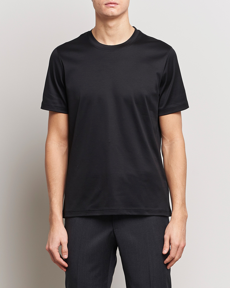 Men | Black t-shirts | Eton | Filo Di Scozia Cotton T-Shirt Black