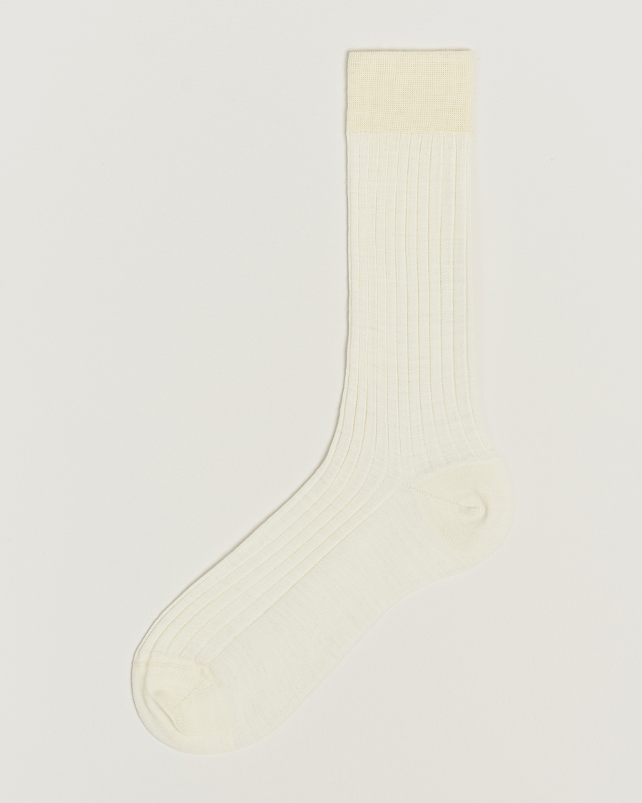 Men | Bresciani | Bresciani | Wool/Nylon Ribbed Short Socks White
