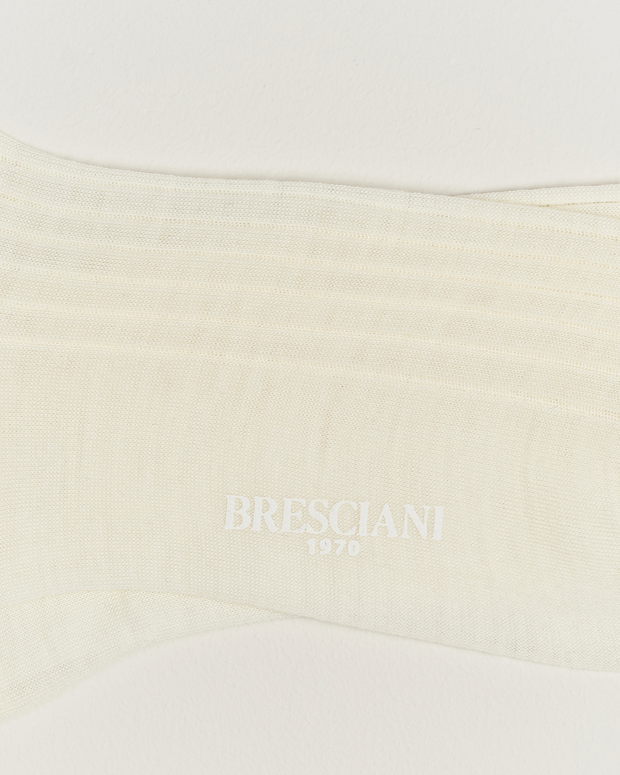 Men |  | Bresciani | Wool/Nylon Ribbed Short Socks White